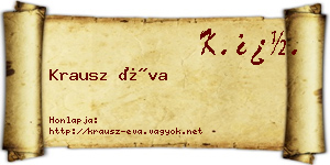 Krausz Éva névjegykártya